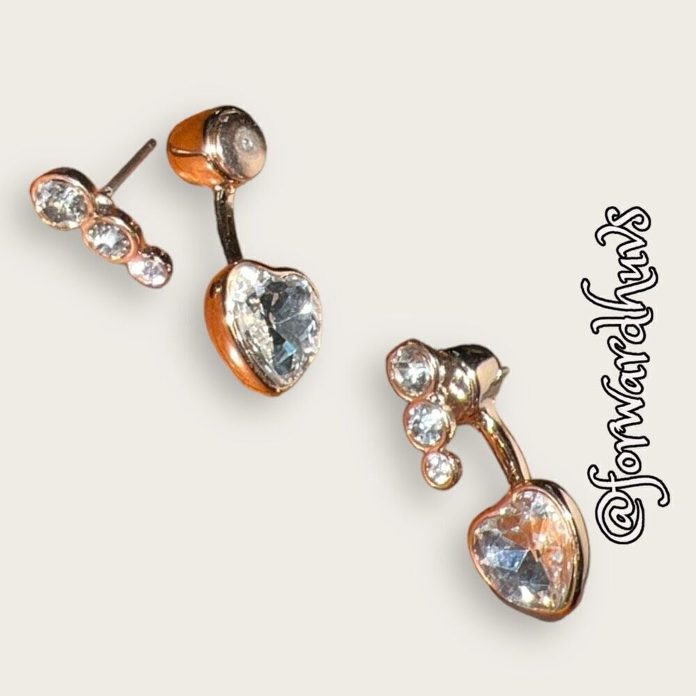Bundle Sale 3 for $15 |  Two-Piece Earrings | Clear and Heart Rhinestones
